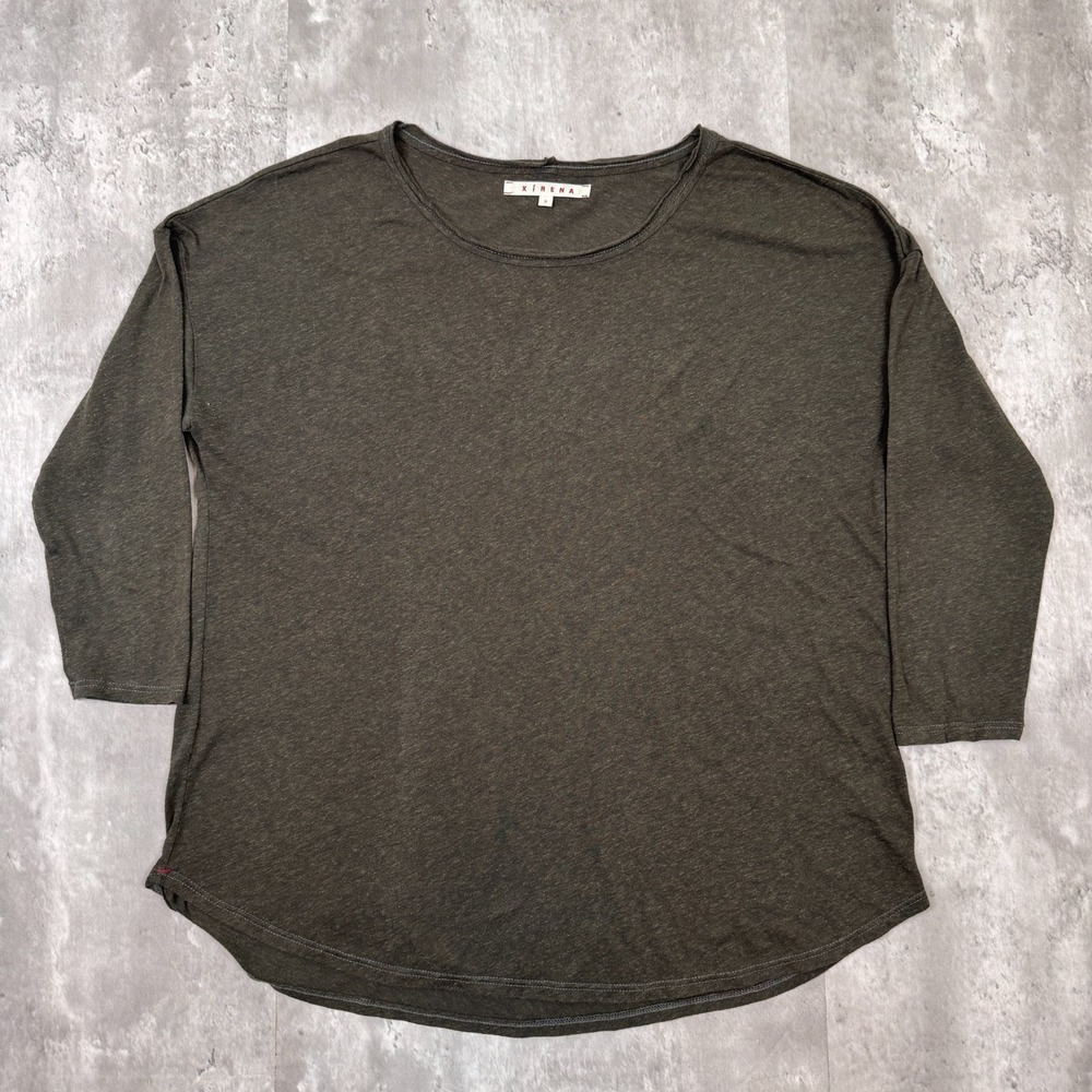 Xirena Jersey Top Womens Small‎ Green Shirt Scoop Neck 3/4 Sleeve Pullover